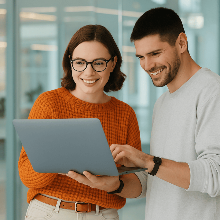 girl and boy reading on a tablet
